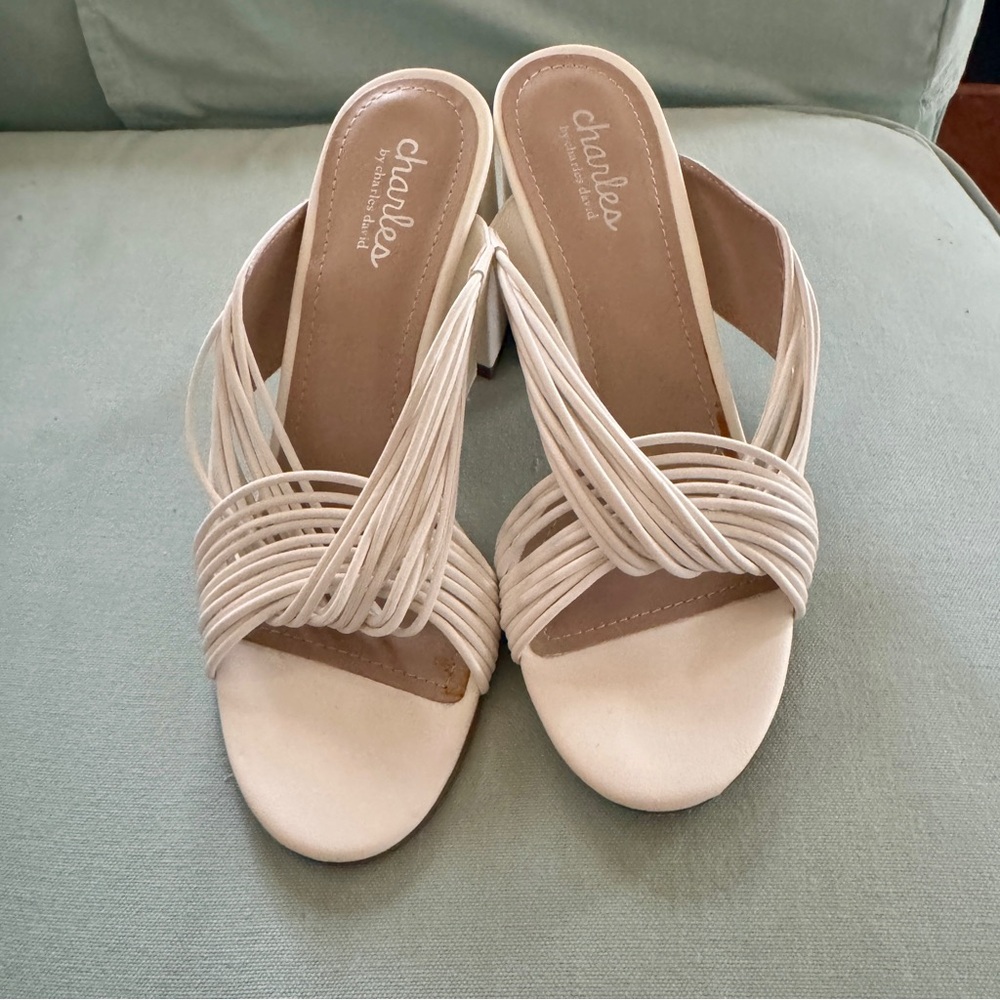 Charles by Charles David White Razzle Women's Heeled Sandals size 8